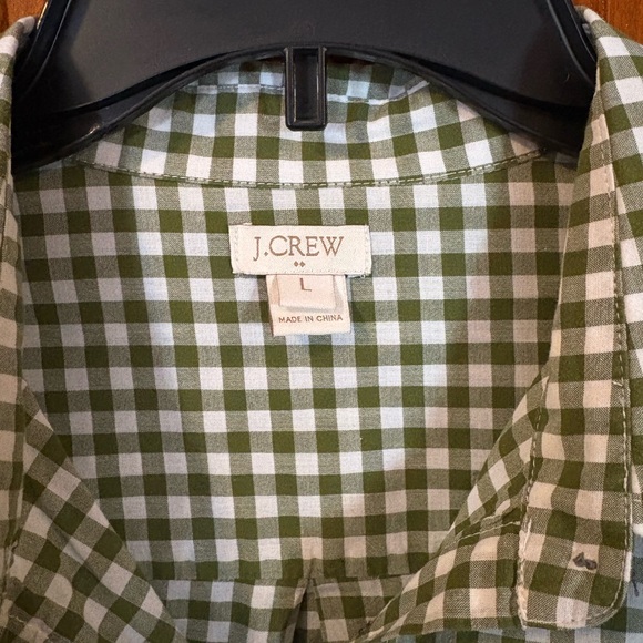J. Crew Olive Checkered Women’s Shirt size Large - Picture 2 of 7